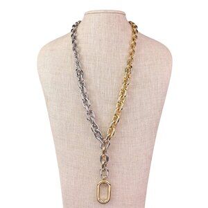 Chicos Womens Gold Tone & Silver Tone Chain Necklace Mixed Metal Design